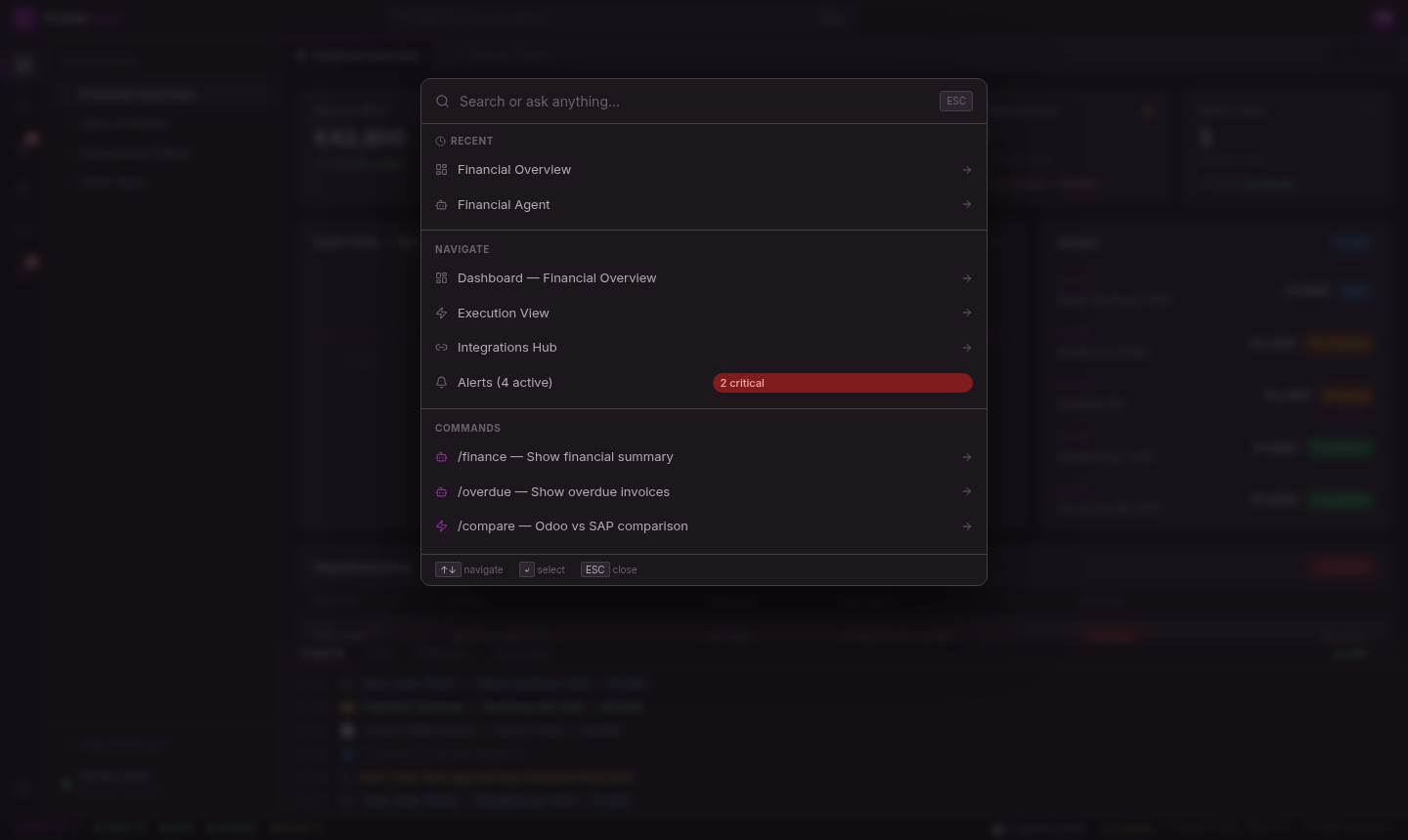 BOS Command Palette — keyboard-first navigation